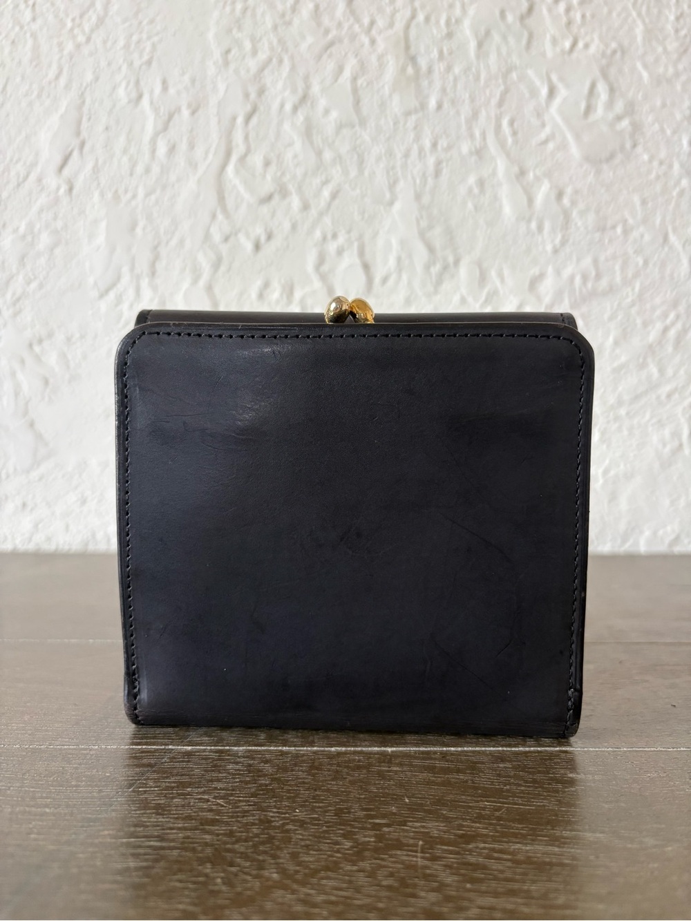 Vintage Coach Navy Water-buffalo Large Continental Kiss-Lock Wallet Clutch - Picture 2 of 10